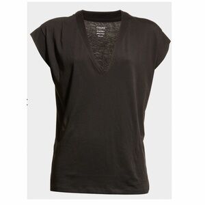 Frame Denim Le Mid Rise V- Neck Tee - Black - XS - Oversized Fit